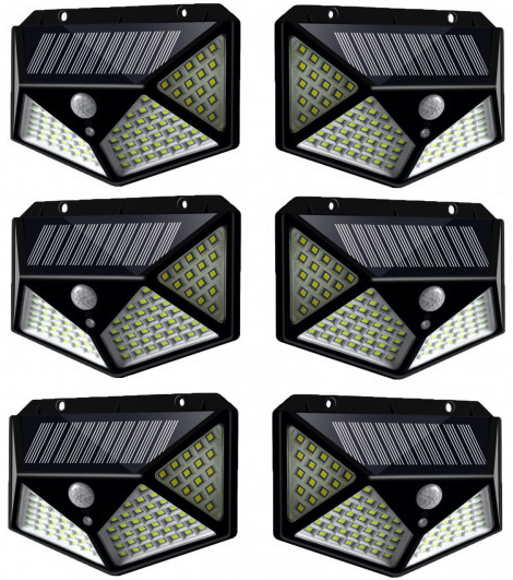 Set 6 Lampi ULTRA 100 LED Solare cu senzor de miscare si lumina 3 moduri ILUMINARE